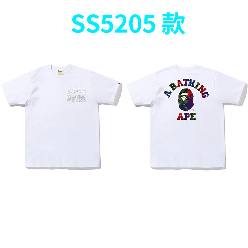 BAPE Shark Camo Graphic Tee Loose Unisex Streetwear T-Shirt