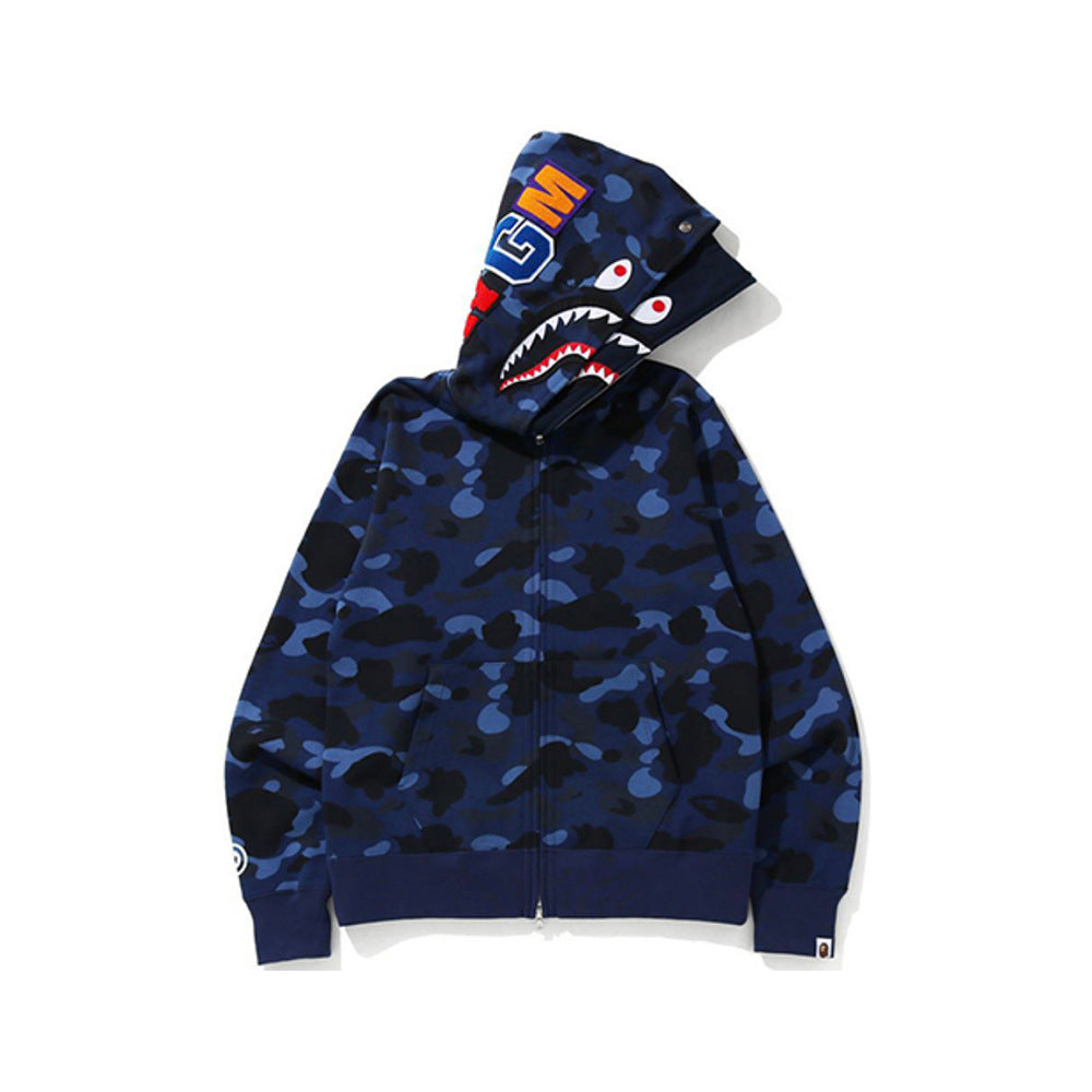 BAPE Shark Camo Print Full Zip Streetwear Hoodie Unisex