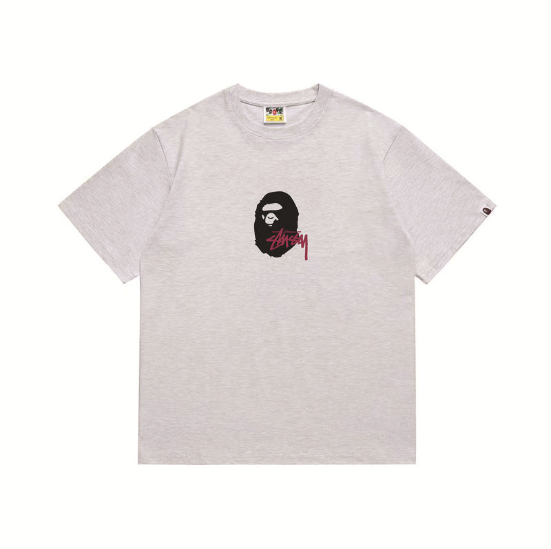 Stussy x Bape Ape Head Back Print Oversized Tee Streetwear Unisex