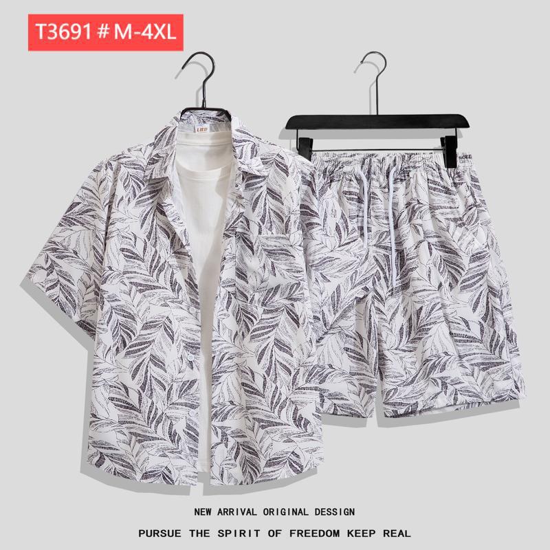Couple Hawaiian Floral Set Loose 5 Inch Shorts T3664-T3699