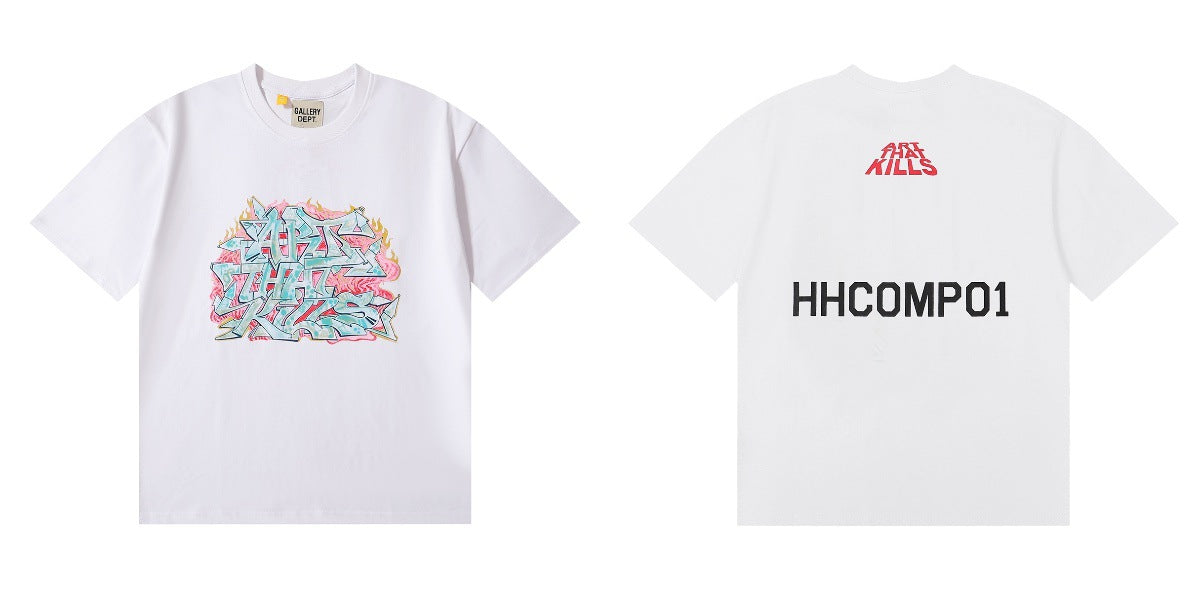 Gallery Dept Tie Dye Washed Graffiti Print Crew Neck T‑Shirt Unisex
