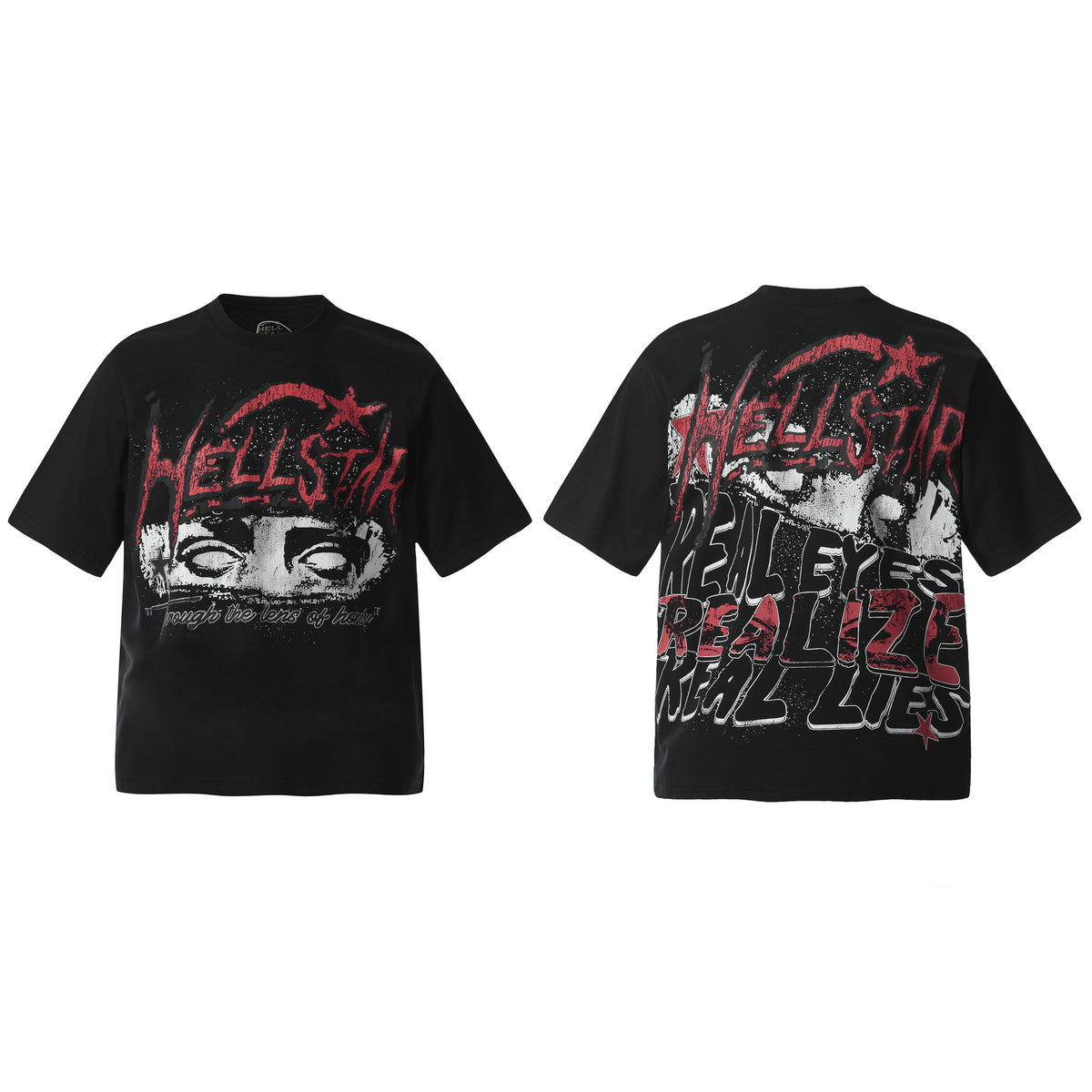 Hellstar Multi‑Graphic Vintage Washed Oversized Tee Streetwear