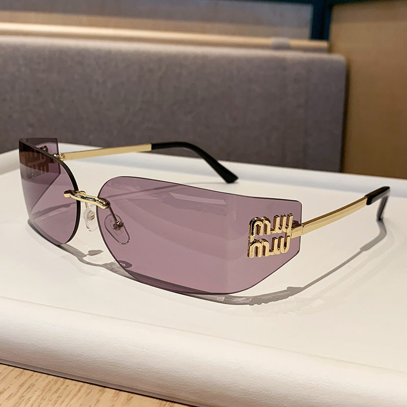 Miu Miu MU 54YS Y2K Rimless Gradient Narrow Frame Womens Sunglasses