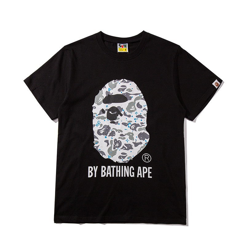 BAPE Camo Shark Ape Head Print Crew Neck Short Sleeve T‑Shirt Unisex