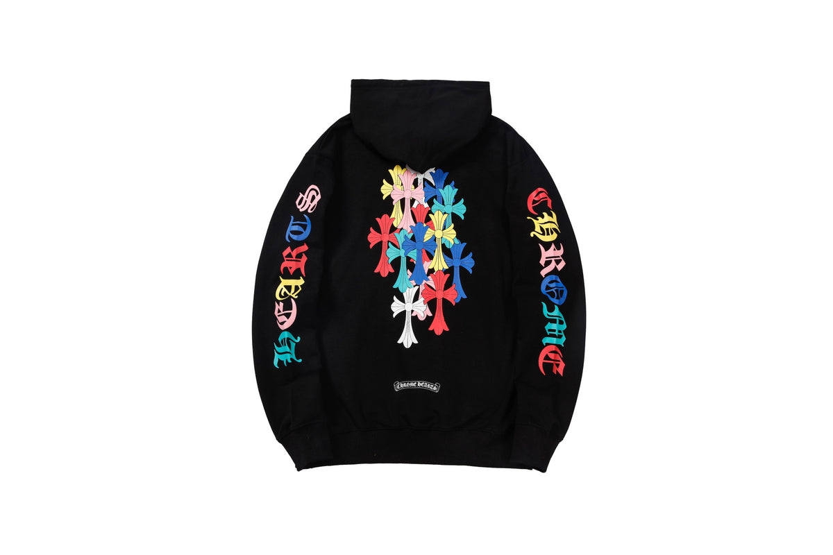 Chrome Hearts Multi‑Cross Sanskrit Graphic Oversized Hoodie Streetwear