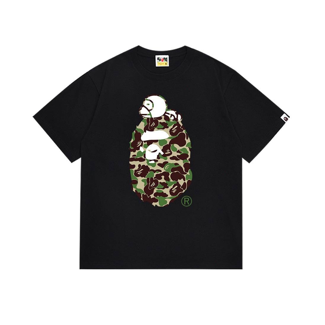 Bape Multi‑Camo Ape Head Graphic Oversized Tee Streetwear Unisex
