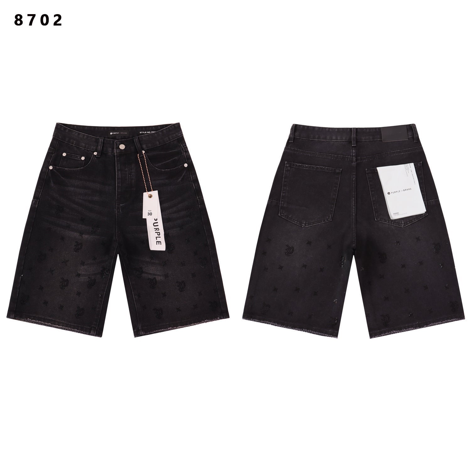 Purple Brand Rhinestone Loose Casual Denim Shorts