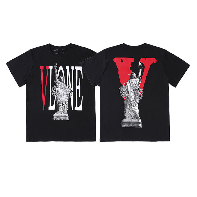 Vlone Big V Letter Graphic Print Short Sleeve Tee Streetwear Unisex