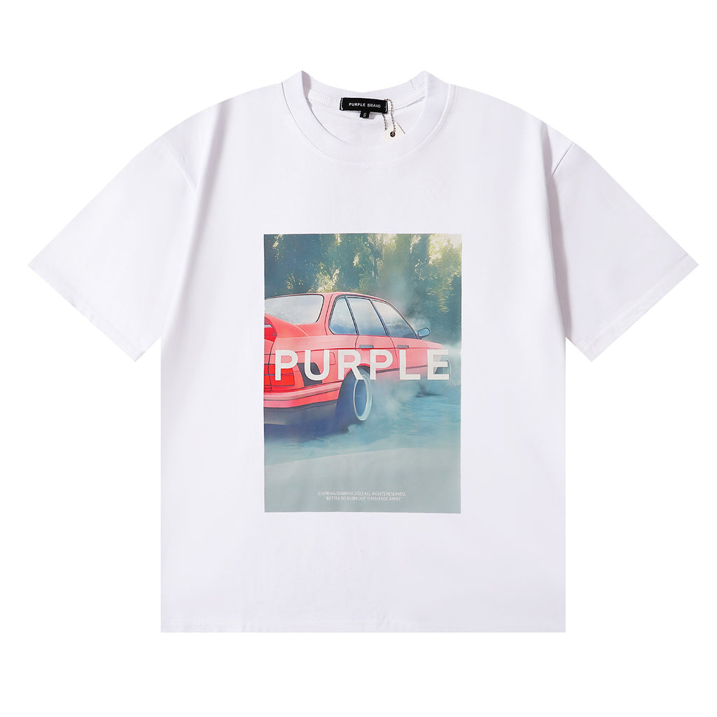Purple Brand Graphic Tee Loose Unisex Vintage Streetwear T-Shirt