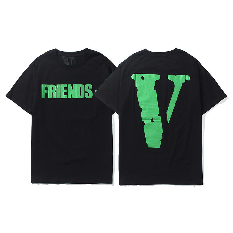 Vlone Big V Letter Graphic Print Short Sleeve Tee Streetwear Unisex
