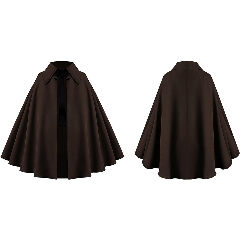 Halloween Medieval Short Cape Stand Collar Multi‑Color Cosplay Cloak
