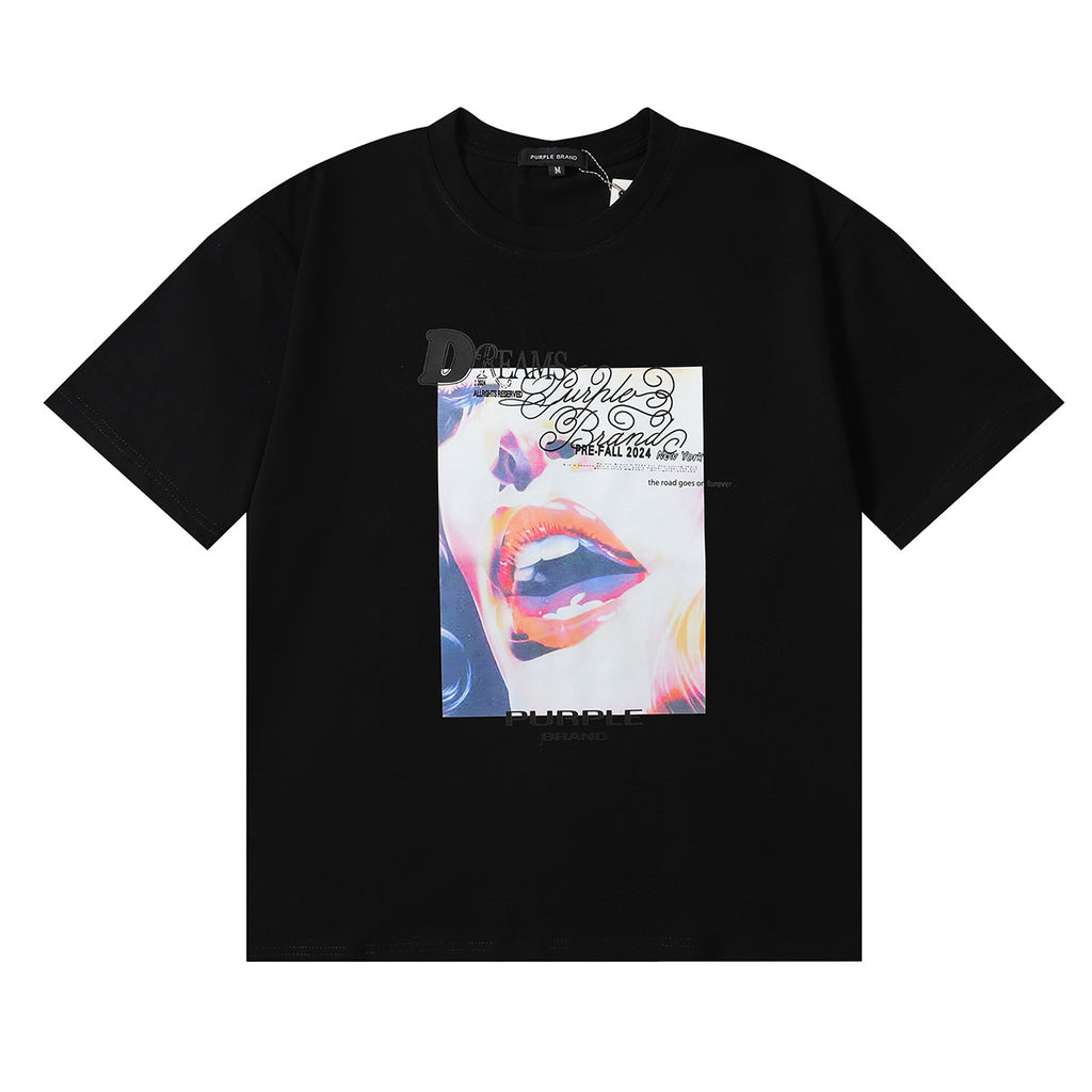 Purple Brand Graphic Tee Loose Unisex Vintage Streetwear T-Shirt