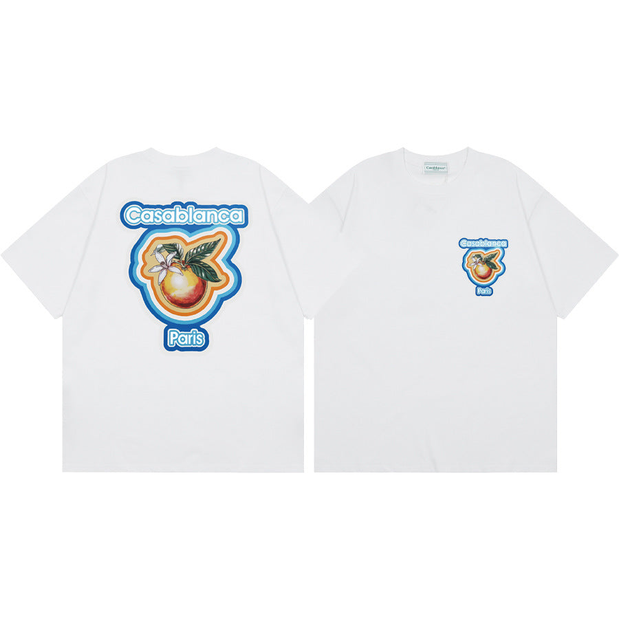 2026 New Casablanca Logo Print Loose Fit Unisex Short Sleeve T-Shirt