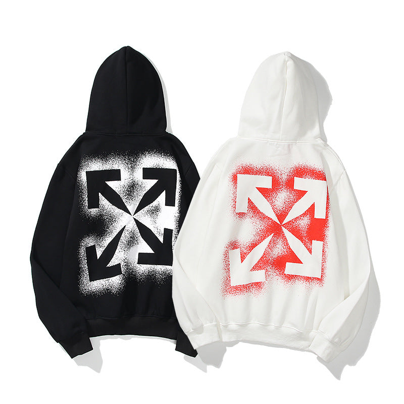 Off White Arrow Graphic Print Hoodie Streetwear Unisex