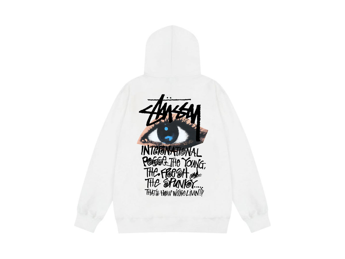 Stussy Zip Up Hoodie Multi Graphic Letter Print Streetwear Jacket