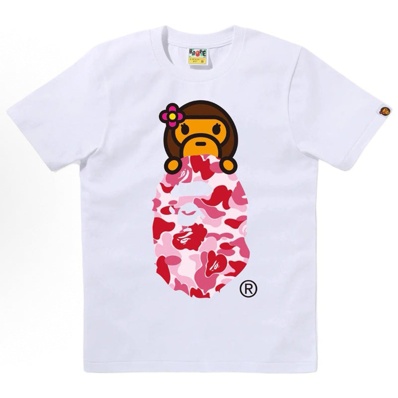 Bape Multi‑Graphic Ape Head Oversized Tee Streetwear Unisex