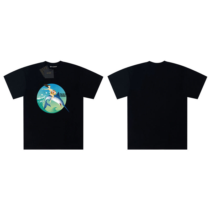 Palm Angels Graphic Print Tee Loose Crew Neck Streetwear T-Shirt