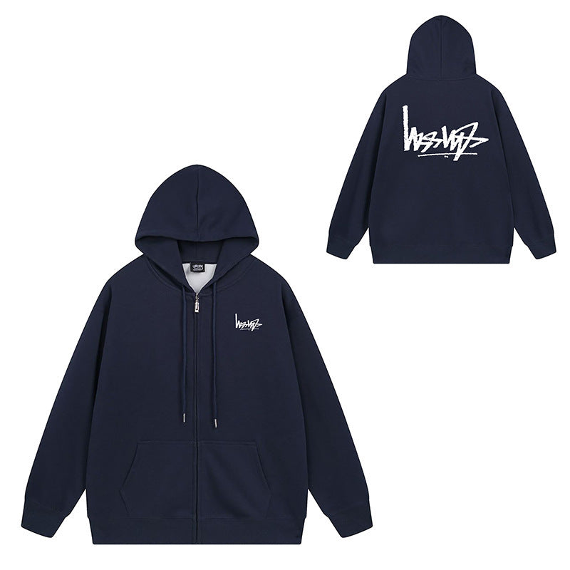 Stussy Graphic Zip Up Hoodie Letter Streetwear Casual Pullover Jacket