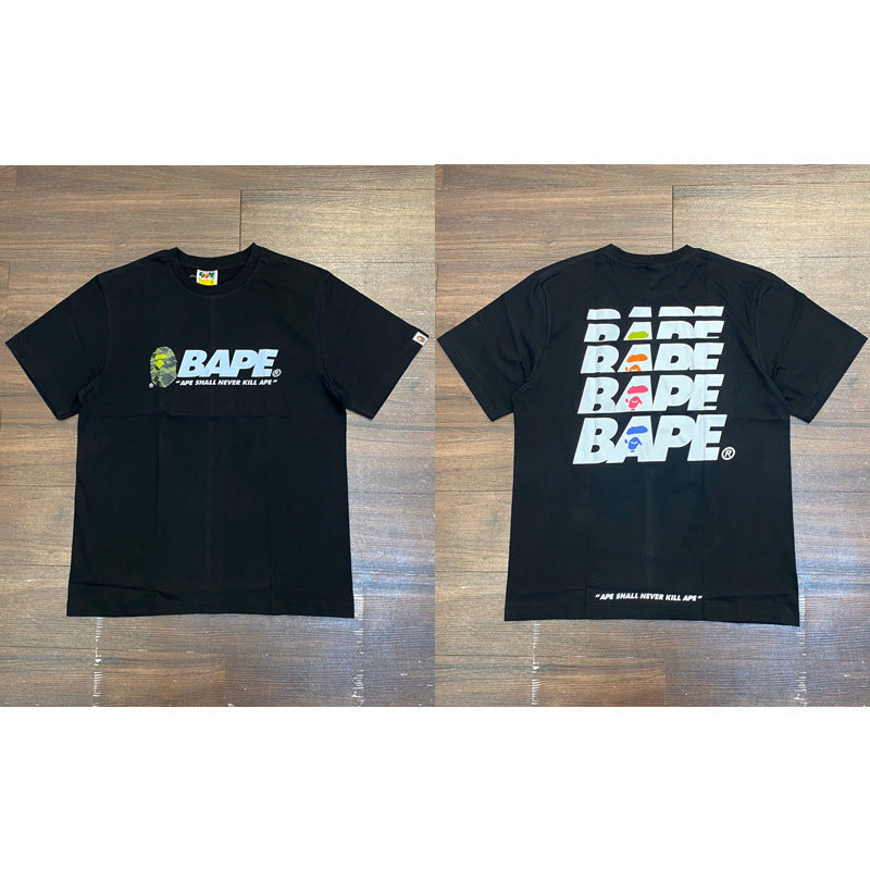 BAPE Ape Shark Graphic Print Loose Unisex Heavyweight Cotton T-Shirt