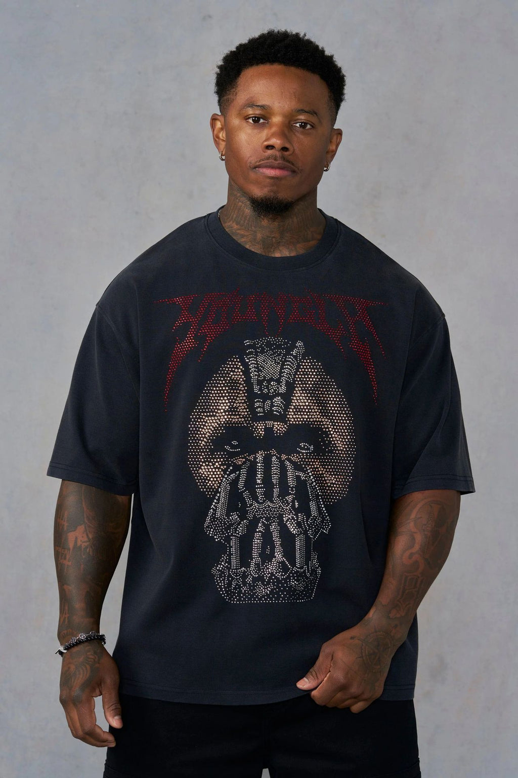 YOUNGLA 4257 Batman Rhinestone Tees