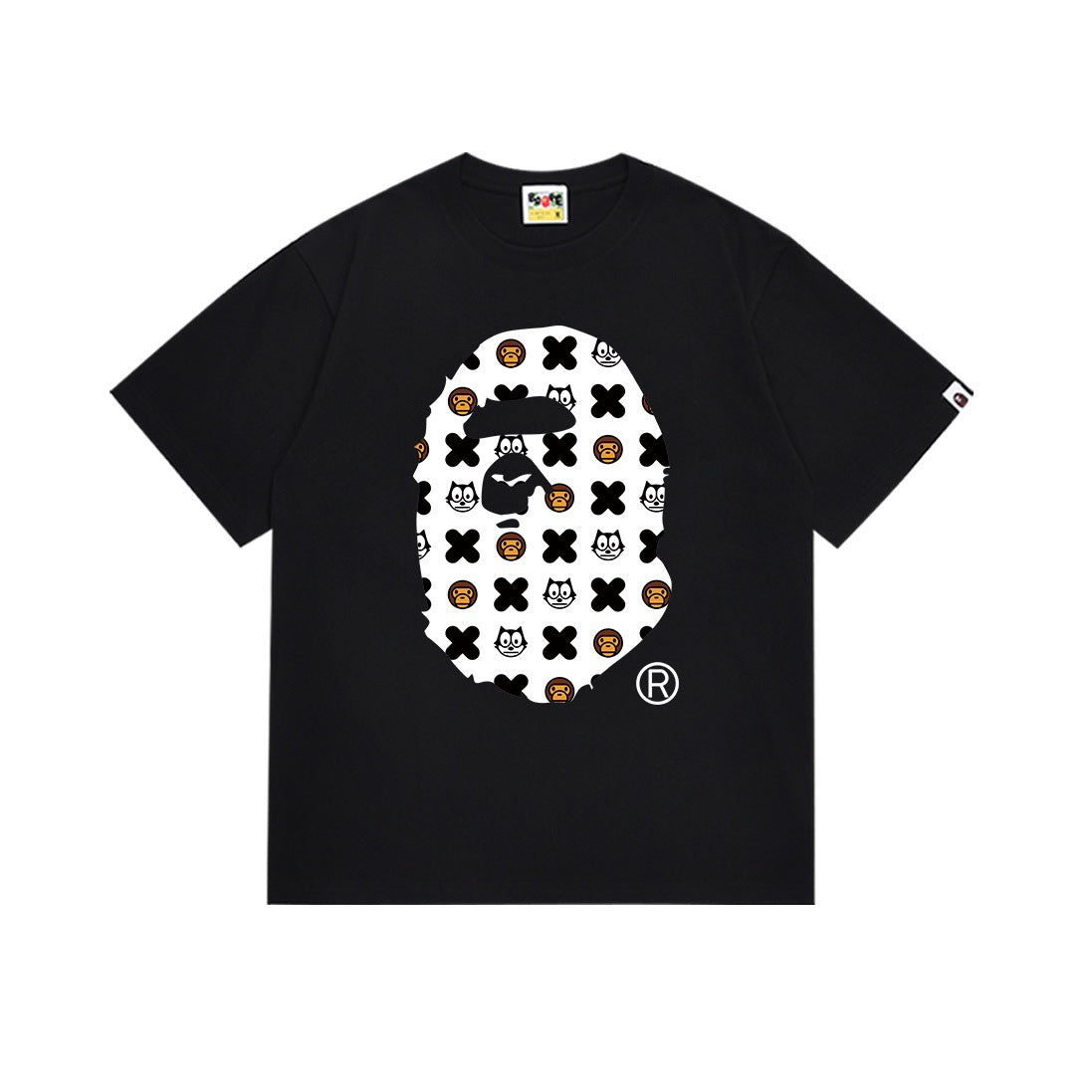 Bape Multi‑Camo Ape Head Graphic Oversized Tee Streetwear Unisex