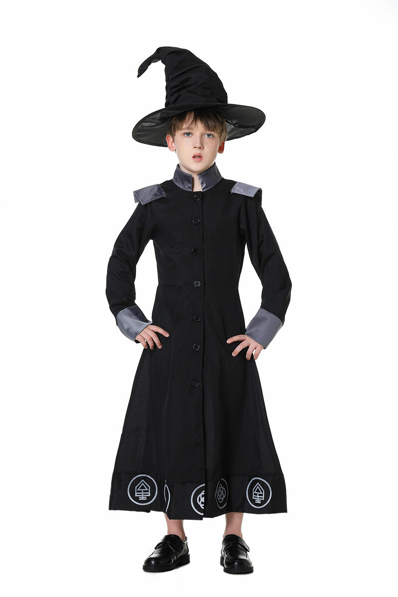 Halloween Wizard Witch Long Robe Cosplay Sets Adult & Kids Outfits