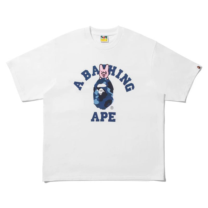 BAPE Ape Head Camo Shark Print Crew Neck Short Sleeve T‑Shirt Unisex