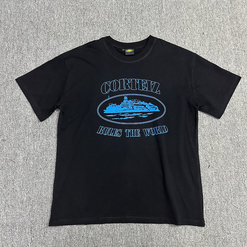 Corteiz Alcatraz Logo Letter Crew Neck Short Sleeve T‑Shirt Unisex