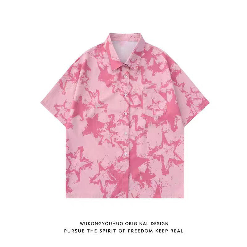 Mens Tropical Hawaiian Floral Loose Short Sleeve Summer Shirt 8002-8034