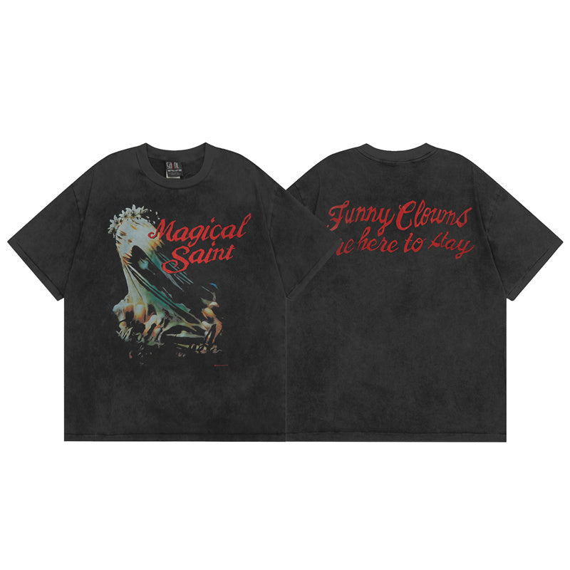 Saint Michael Vintage Washed Distressed Hole Loose Streetwear T-Shirt