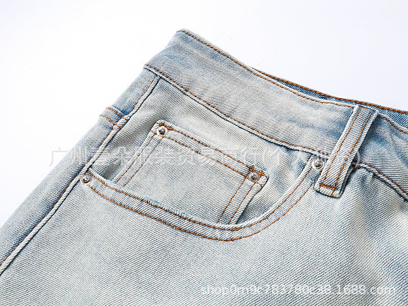 Amiri Blue Jeans Washed Distressed Straight‑Leg Loose Unisex