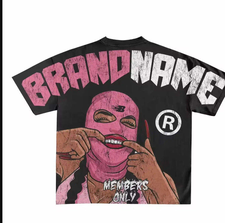 Y2K Punk Gothic Skimaske Grafik Unisex Oversized Streetwear T-Shirt