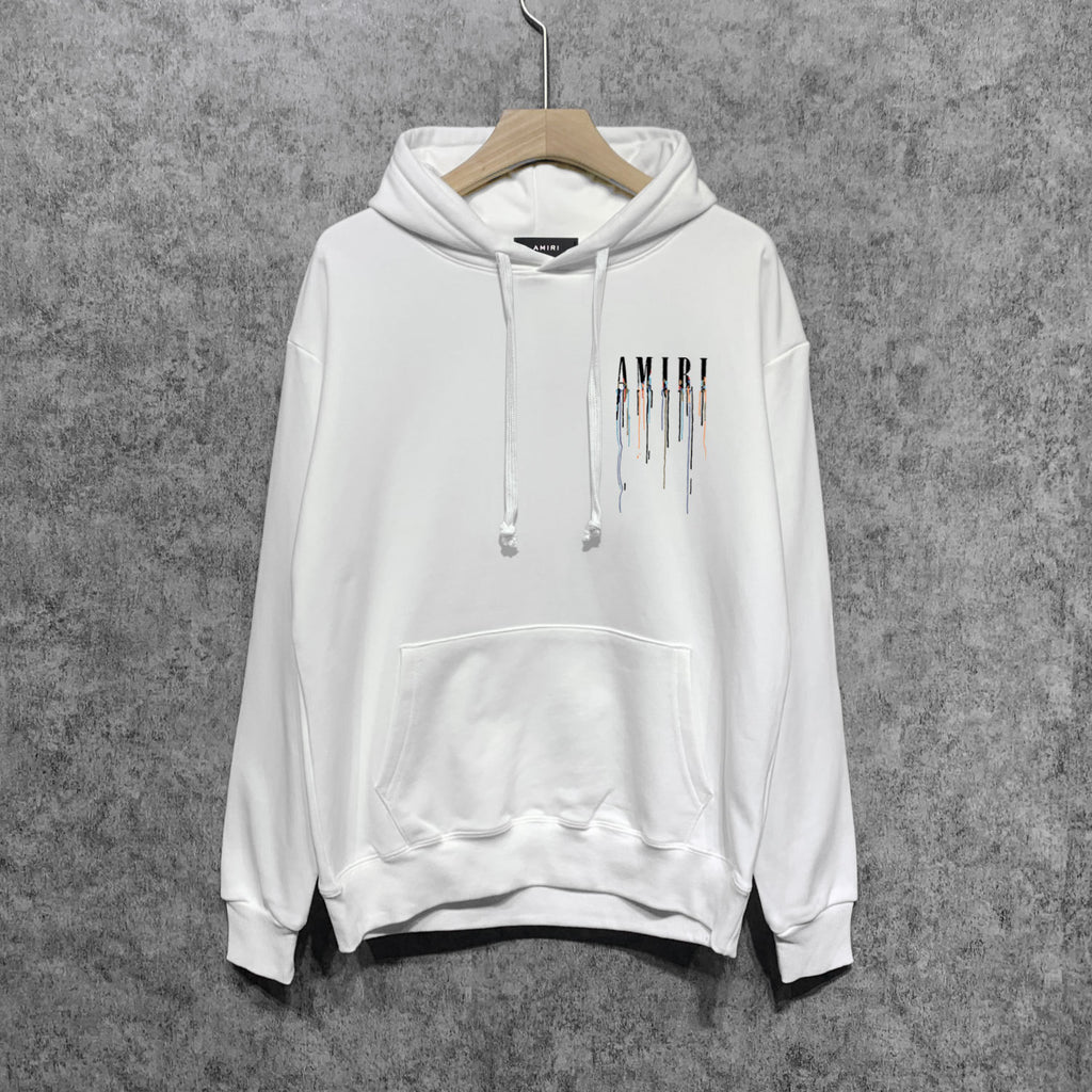 Amiri Paint Drip Logo Hoodie Men Oversized Streetwear Pullover