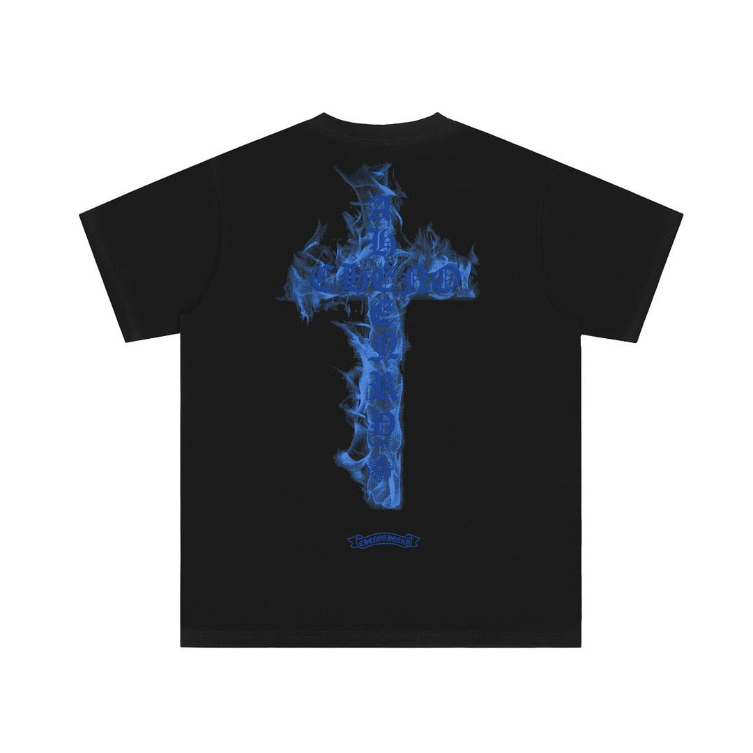 Chrome Hearts Color Sanskrit Cross Print Short Tee Unisex Y2K
