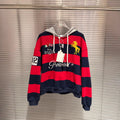 Protocol Index Striped Horse Embroidery Hoodie Rugby Sweatshirt Unisex