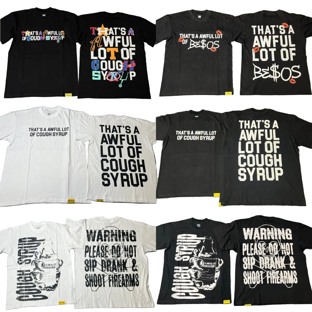 ALOCS Cough Syrup Letter Graphic Short Sleeve Tee Streetwear Unisex