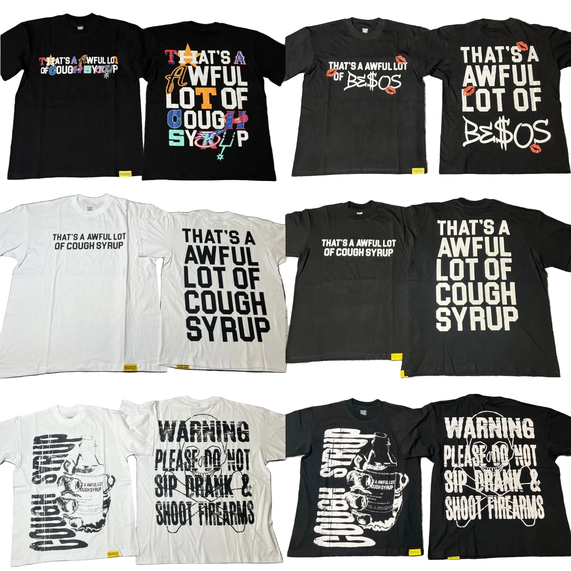 ALOCS Cough Syrup Letter Graphic Short Sleeve Tee Streetwear Unisex