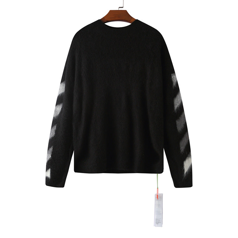 Off-White Arrow Mohair Sweater Gradient Fluffy Knit Pullover & Hoodie