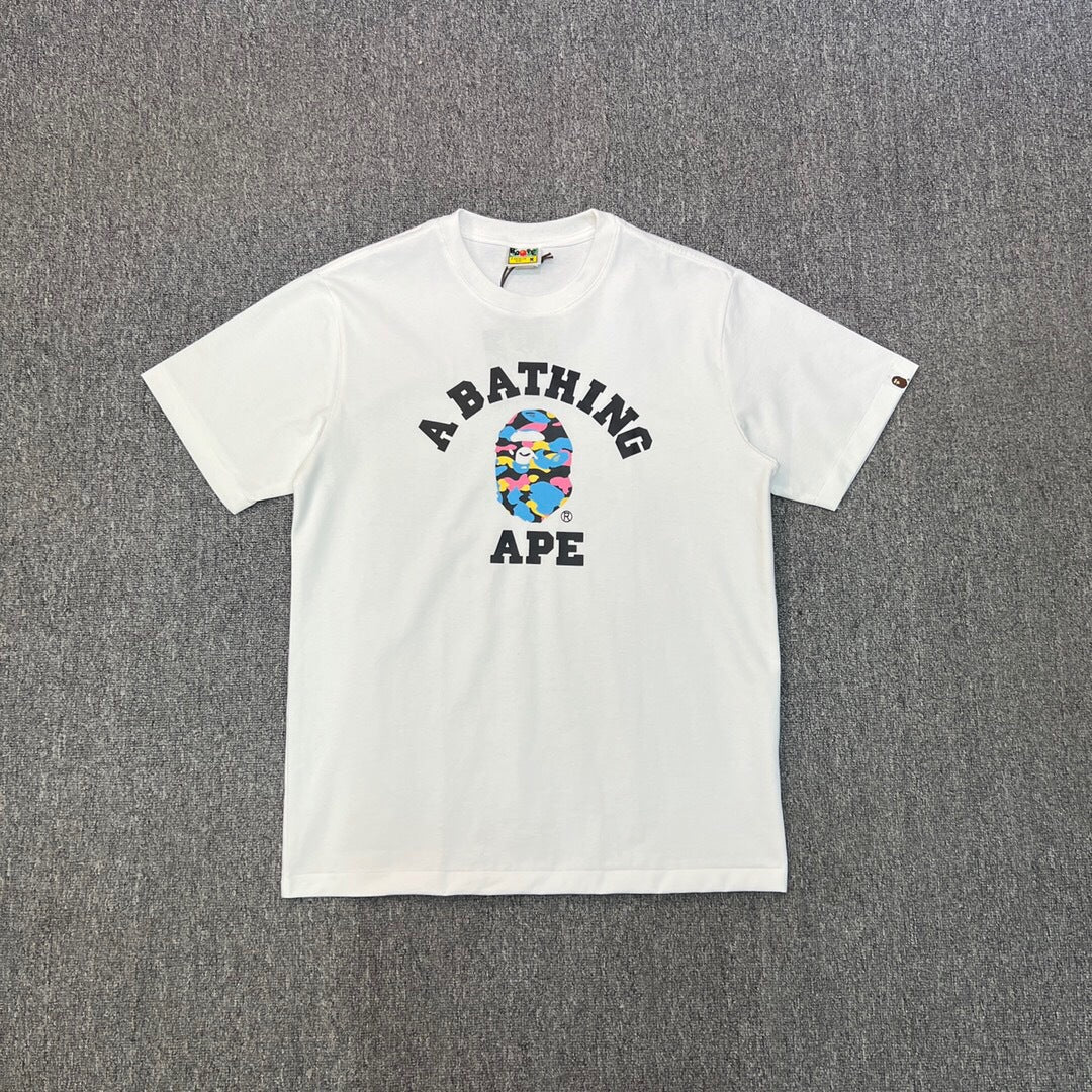 BAPE Classic Camo Ape Head Letter Print Loose Unisex Casual T-Shirt