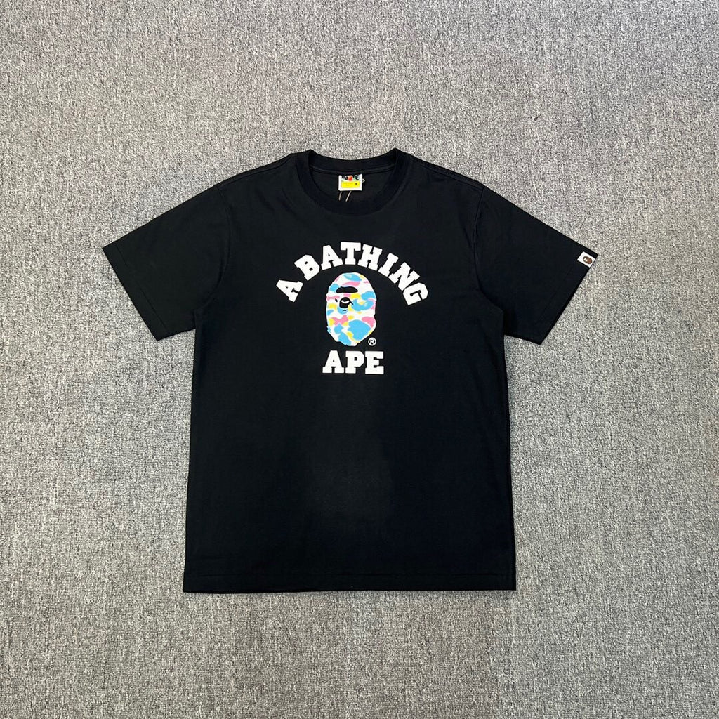 BAPE Classic Camo Ape Head Letter Print Loose Unisex Casual T-Shirt
