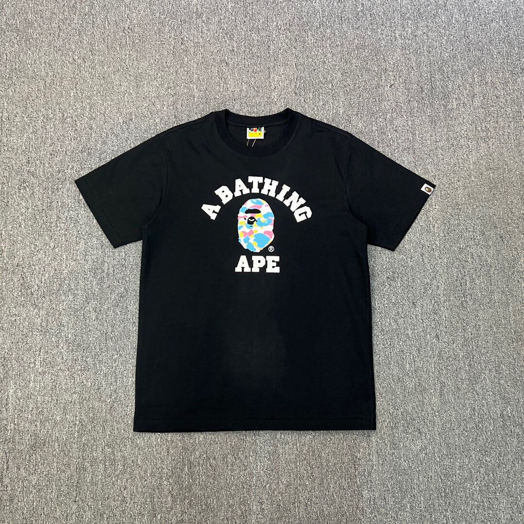 BAPE Classic Camo Ape Head Letter Print Loose Unisex Casual T-Shirt