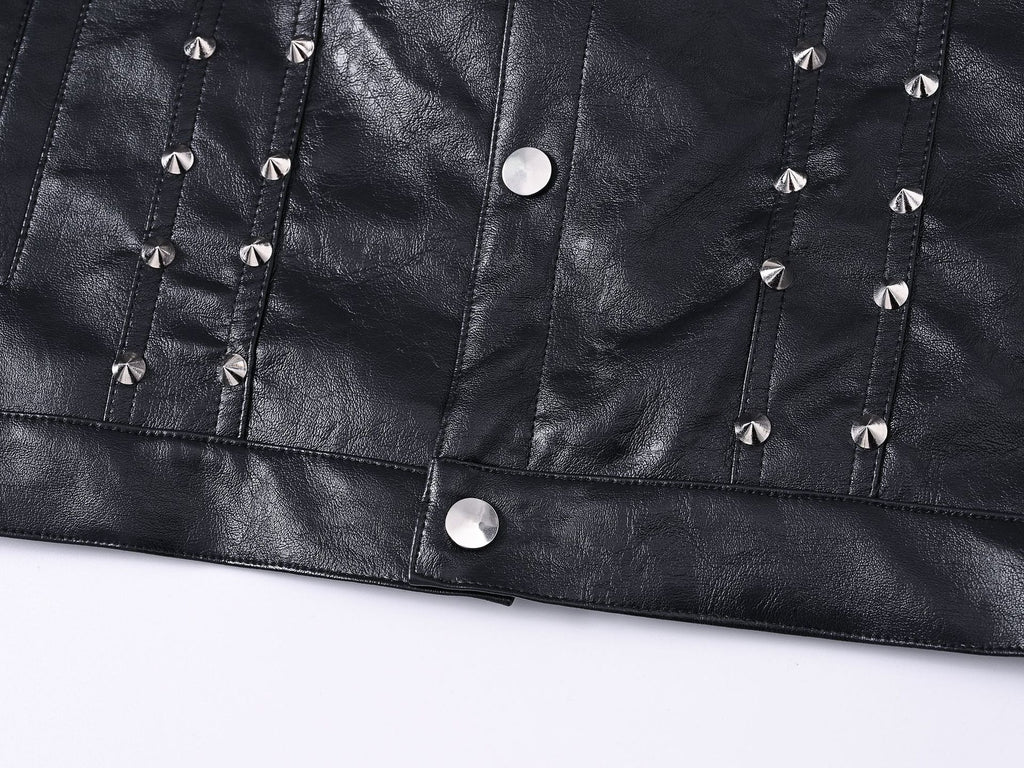 Rivet Biker Punk Faux Leather Vest Unisex Sleeveless Waistcoat