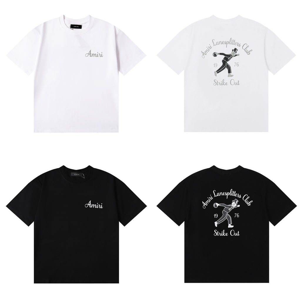 Amiri Rose Skull Letter Graphic Short Sleeve Tee Streetwear Unisex