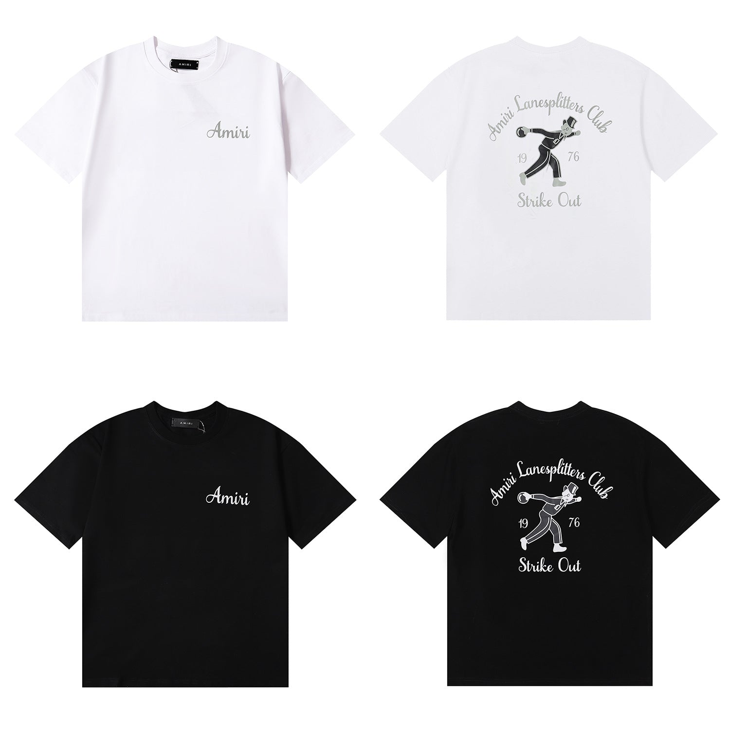 Amiri Rose Skull Letter Graphic Short Sleeve Tee Streetwear Unisex