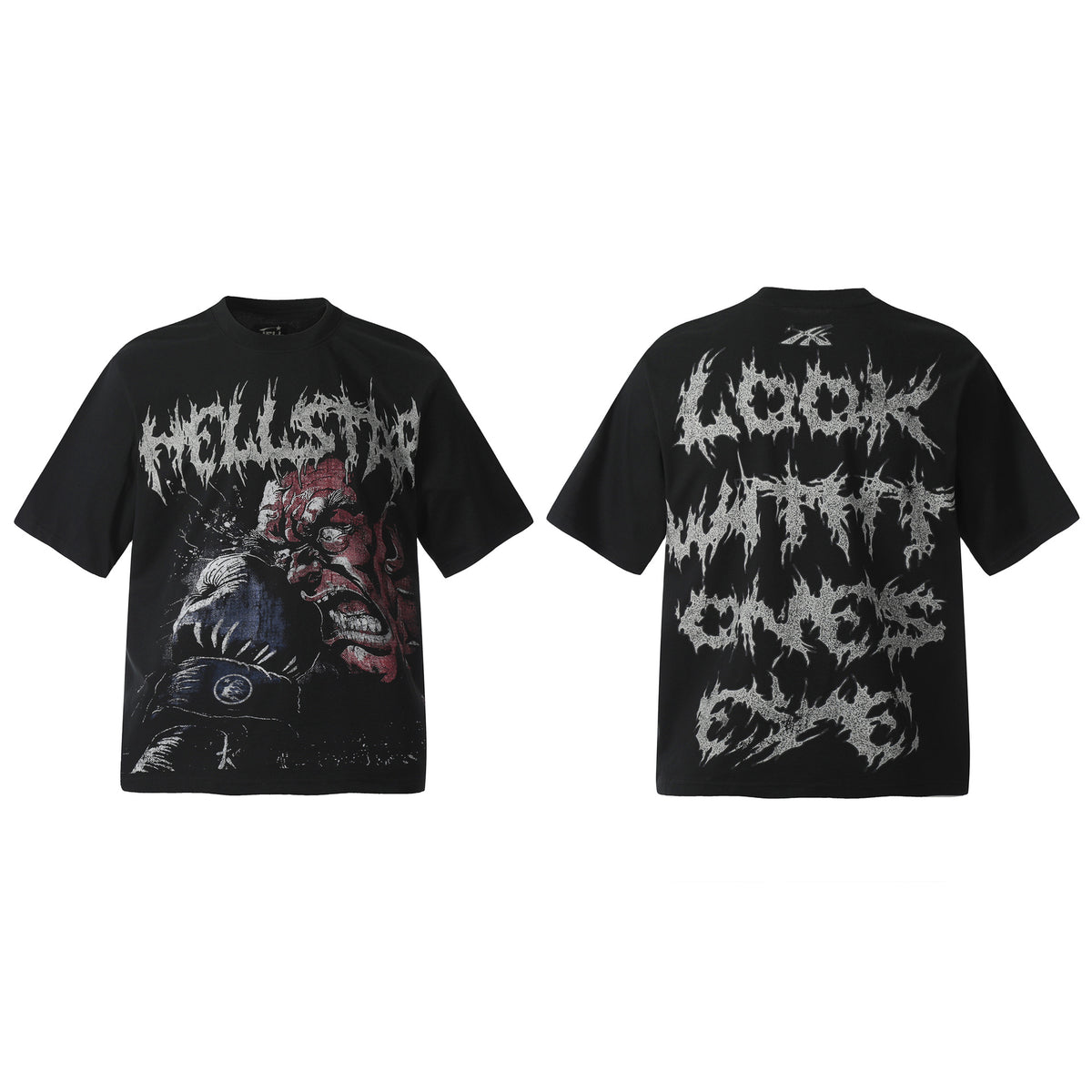 Hellstar Multi‑Graphic Vintage Washed Oversized Tee Streetwear