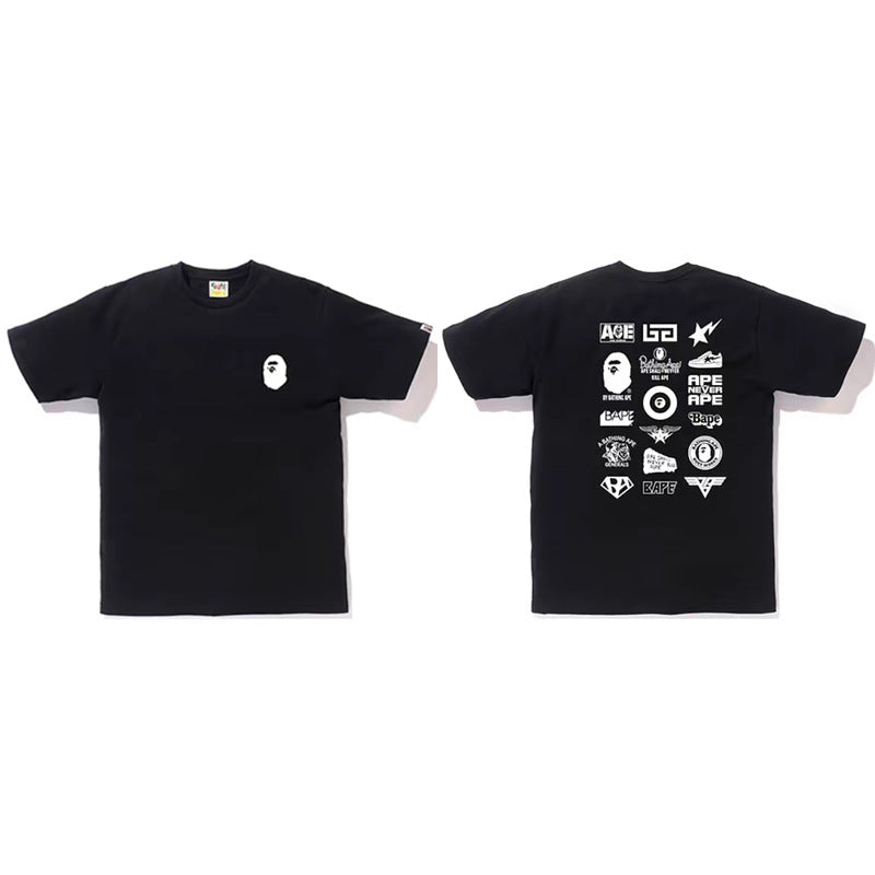 BAPE Ape Head Shark Print Loose Casual Unisex Short Sleeve T-Shirt