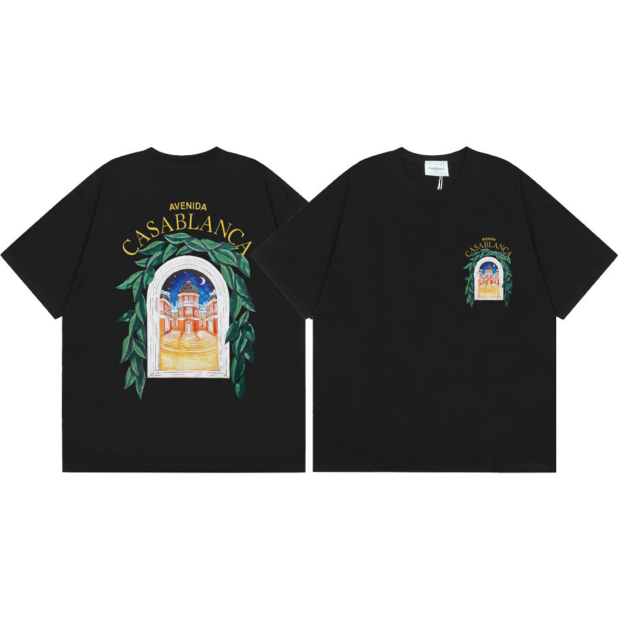 2026 New Casablanca Logo Print Loose Fit Unisex Short Sleeve T-Shirt
