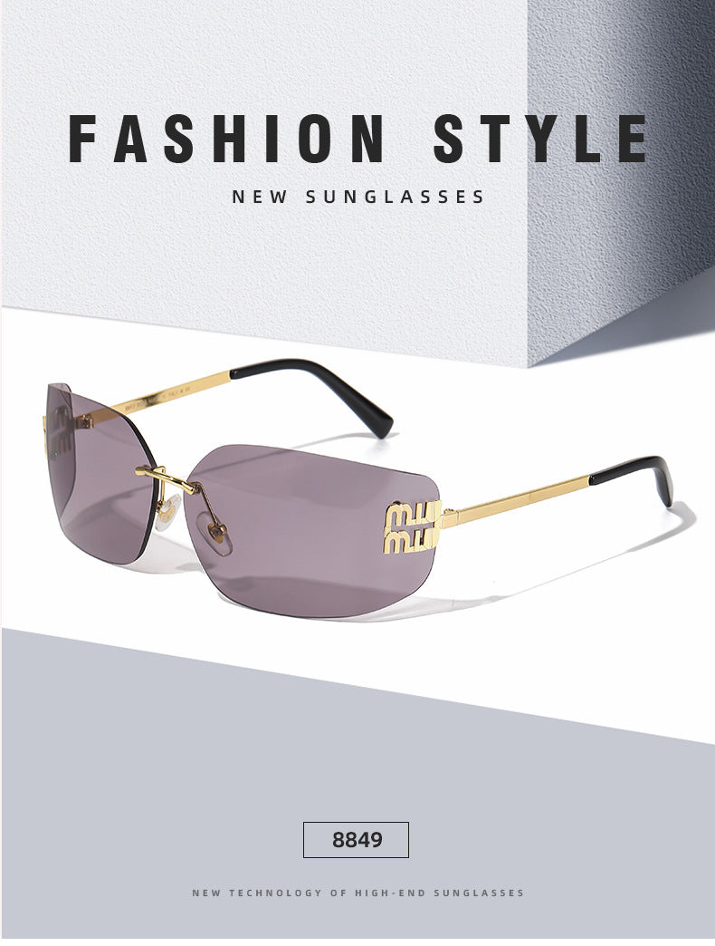 Miu Miu MU 54YS Runway Y2K Rectangle Rimless Womens Sunglasses