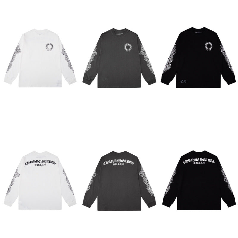 Chrome Hearts Cross Horseshoe Sanskrit Print Long Sleeve Tee Unisex