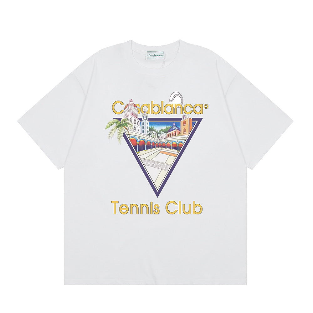 2026 New Casablanca Logo Print Loose Fit Unisex Short Sleeve T-Shirt